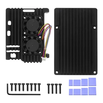 Dual-Lüfter Aluminiumgehäuse für Raspberry Pi 5 Passive Kühlung Metallbox