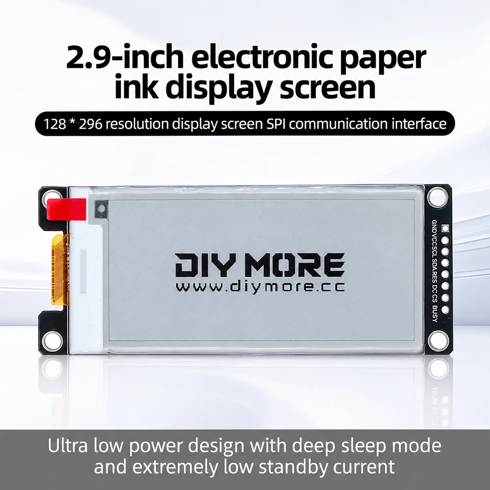 2,9-Zoll-E-Ink-Display DC 2,2-3,7 V SSD1680Z-Chip Ultra-Weitwinkel-E-Paper-Monitor für Regaletiketten