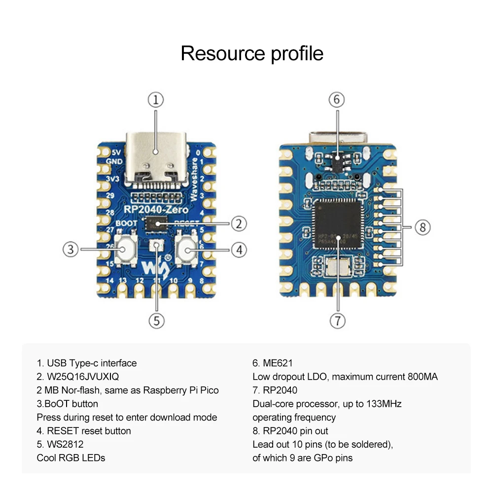 RP2040-Zero RP2040 Für Raspberry Pi Mikrocontroller PICO Entwicklung – Bild 4