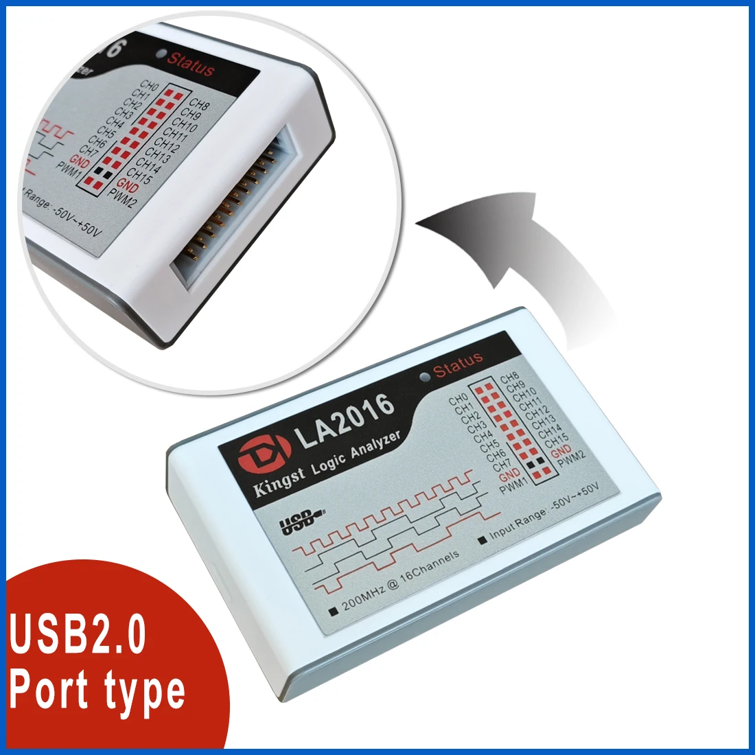 Kingst LA2016 USB Logic Analyzer 200M max probe rate,16 Kanäle, 10B – Bild 3
