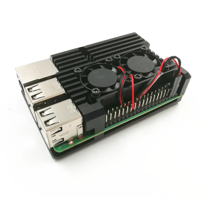 Raspberry Pi 4/3 Aluminium Fall mit Dual Lüfter Metall Shell Schwarz – Bild 4