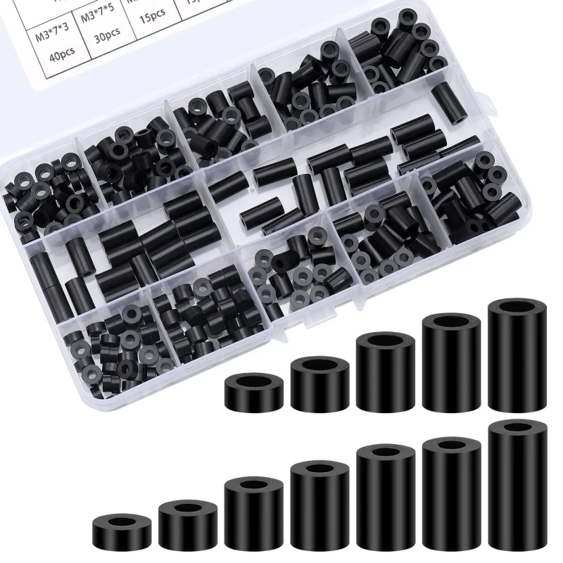 Nylon-Abstandshalter-Set, rund, M3/M4, für Steckdosen, Schalter, Schrauben und DIY-Projekte (260 Stück)