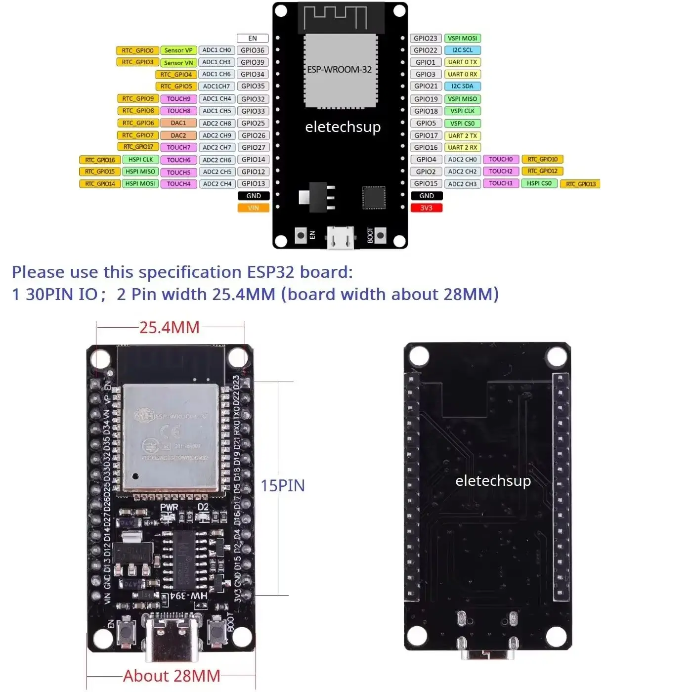 ESP32 DIN-Schienenmontage DIN35 C45 Schienen-Erweiterungsplatine 3,96 – Bild 5