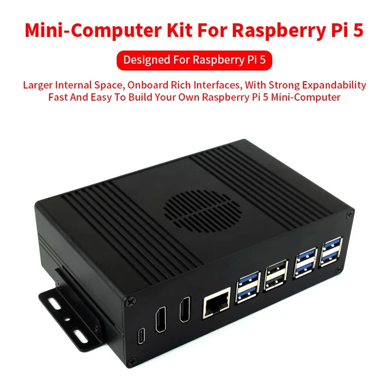 Raspberry Pi 5 All-in-One-Mini-Computer-Kit PCIE auf 4-Kanal USB 2. 0 Gen1-Anschlüsse Modul Box Aluminium