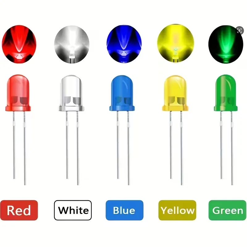 3mm 5mm LED-Dioden Sortiment 150/200/300 Stück Weiß Rot Gelb Grün Blau – Bild 3