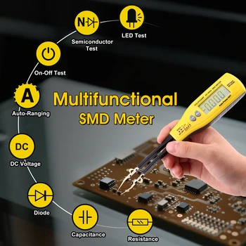 Digitales Multimeter mit automatischer Erkennung, tragbares SMD-Testgerät, für Widerstände, Kondensatoren