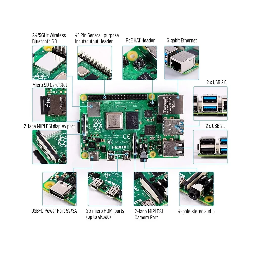 Raspberry Pi 4 Modell B 1GB 2GB 4GB 8GB Quad-Core 64-Bit WLAN – Bild 5