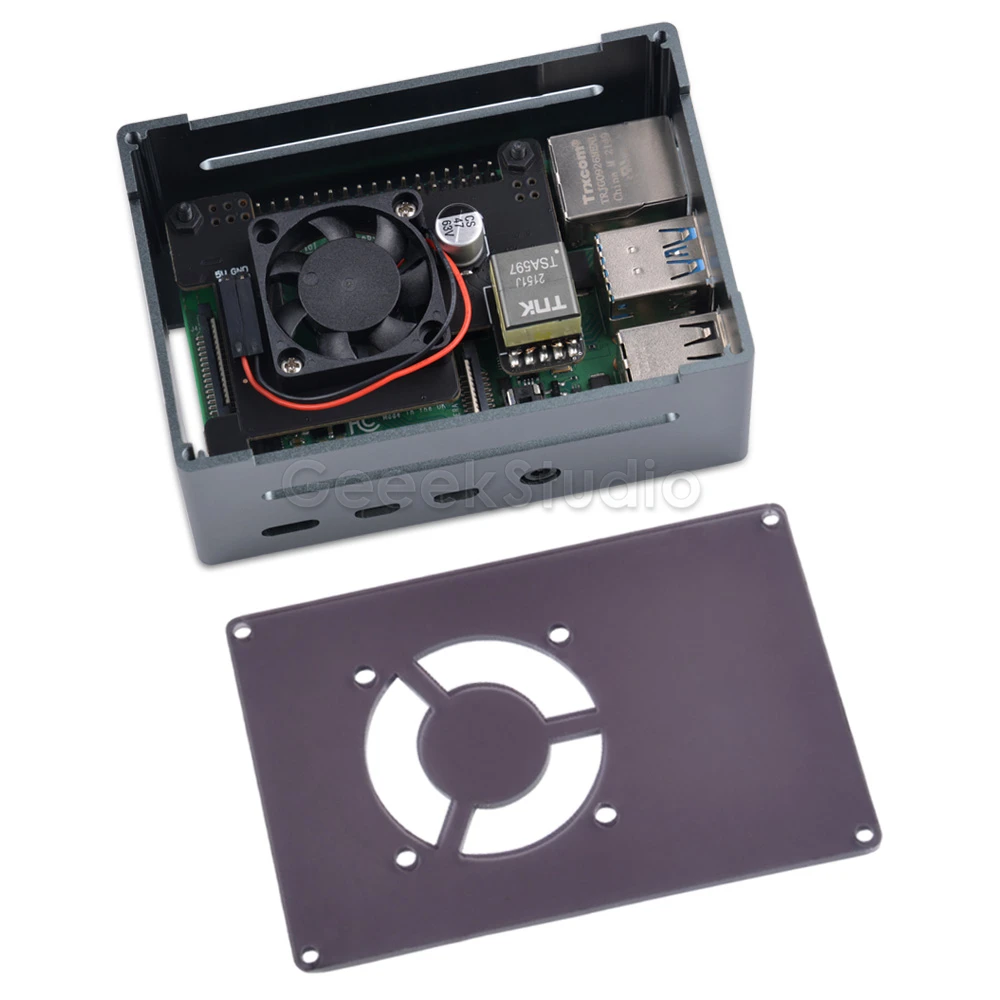 Raspberry Pi 4 Modell B Aluminium gehäuse schwarze Metall gehäuse – Bild 2