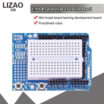 LIZAO UNO R3 Prototyp-Erweiterungsplatine, ProtoShield mit Mini-Steckbrett für Arduino-Lernprojekte