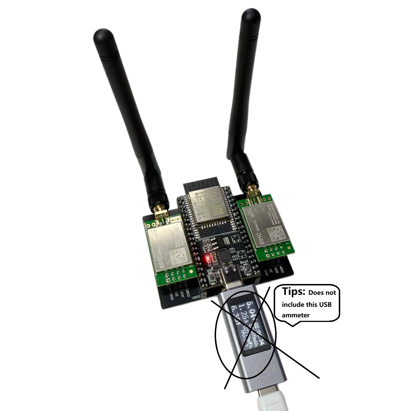 NRF24L01 Hochleistungsversion mit ESP32-DevKitC+E01C 5V2A Netzteil für Langstrecken-2.4G-Bluetooth-Tests