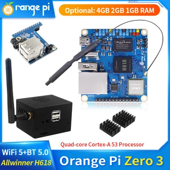 Orange Pi Zero 3 4 GB 2 GB 1 GB RAM Allwinner H618 64-Bit 16 MB SPI Flash Dual Band WiFi5+BT 5.0 Gigabit