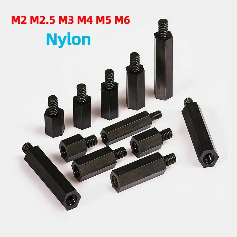 M2 M2.5 M3 M4 M5 M6 Schwarze Nylon-Abstandsschrauben aus Kunststoff für PCB-Motherboard, Fixierte