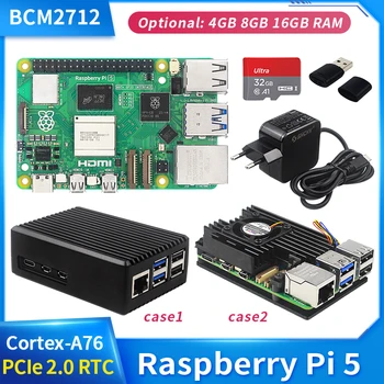 Himbeer pi 5 4g 8g ram bcm2712 2,4 ghz video core vii gpu 4 kp60 pcie 2,0 rtc optionales gehäuse lüfter