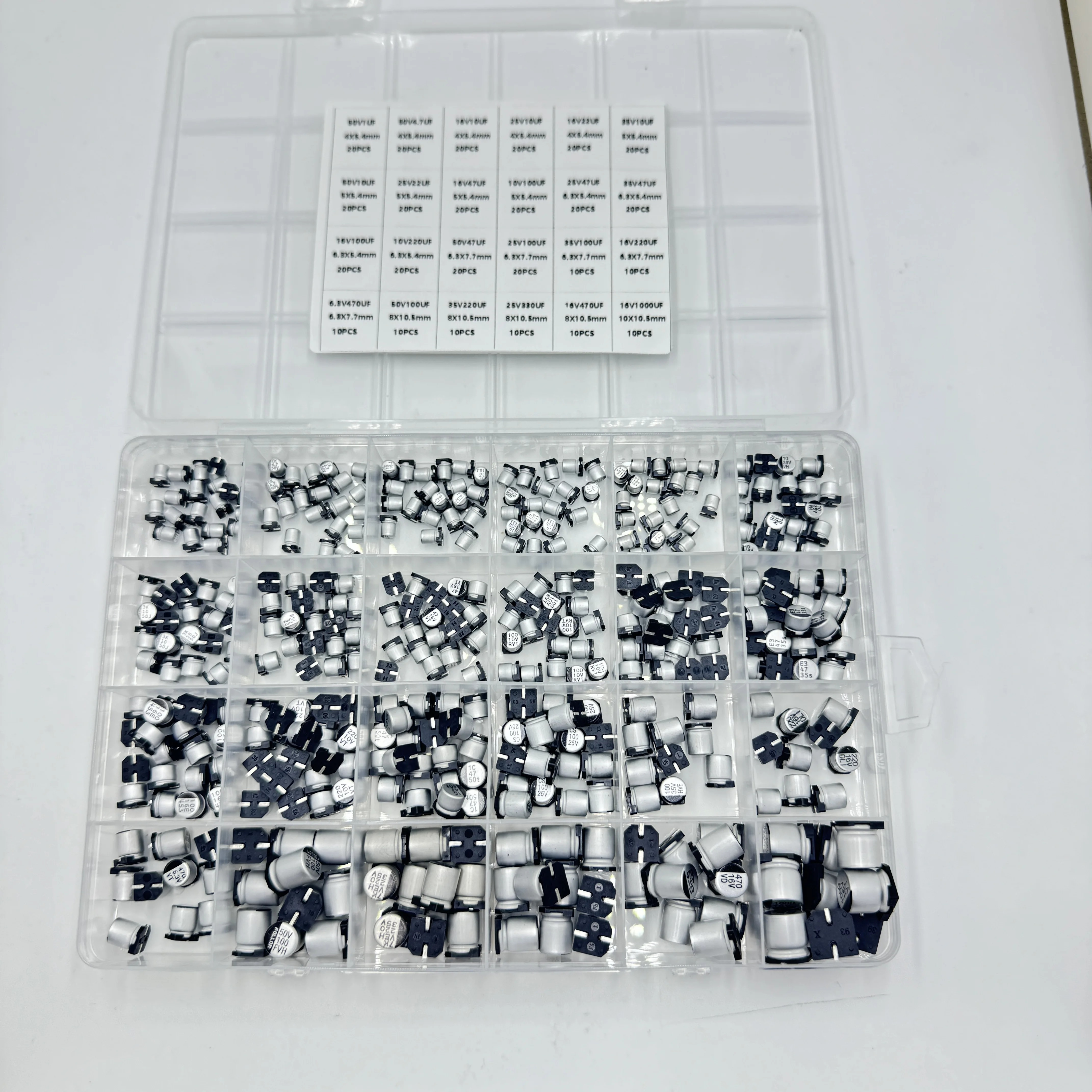 1UF~1000UF 6,3V-50V 24/36 Werte SMD Aluminium-Elektrolyt-Kondensatoren – Bild 3