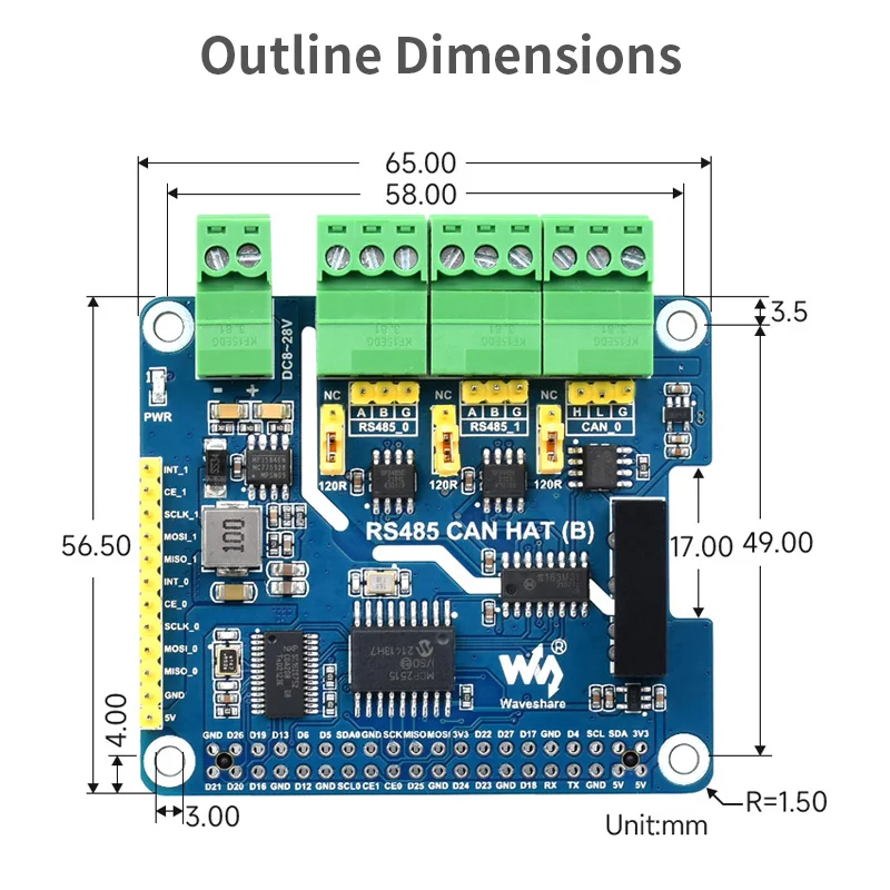 Raspberry Pi rs485 kann Hut (b) 2-ch rs485 1-ch kann Isolation schutz – Bild 6