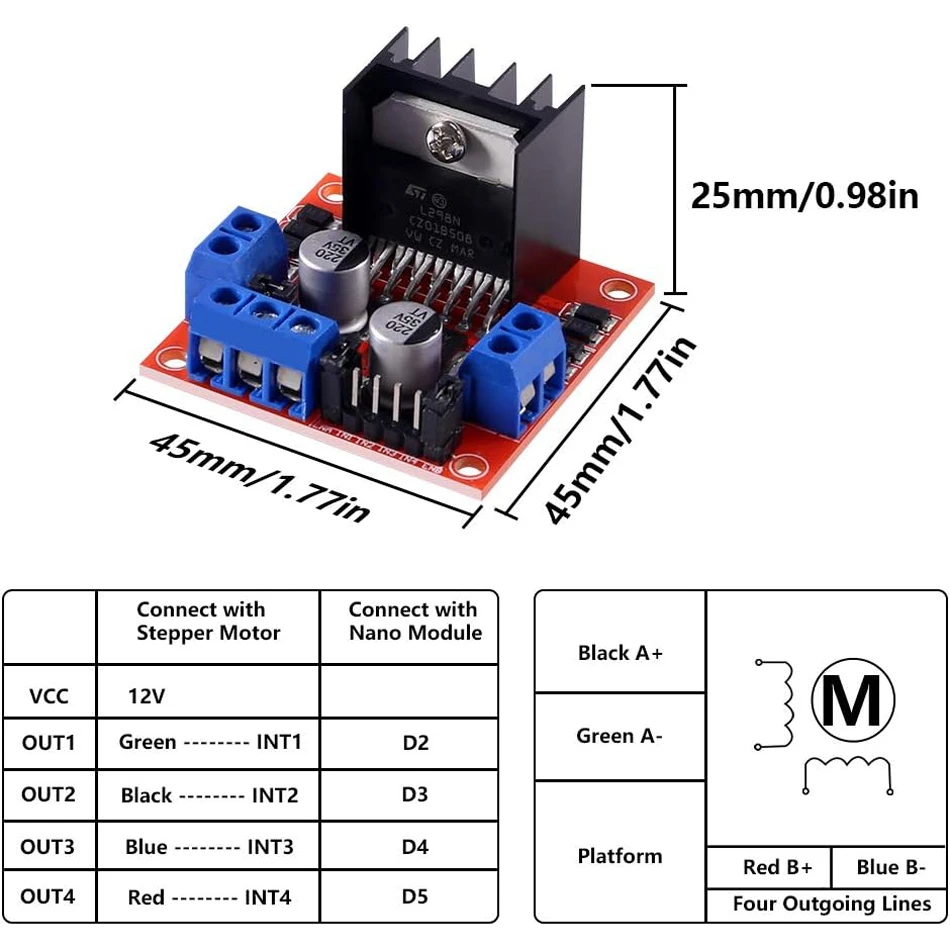 L298N Schrittmotor Treiber Controller Board Dual H Bridge Modul – Bild 6