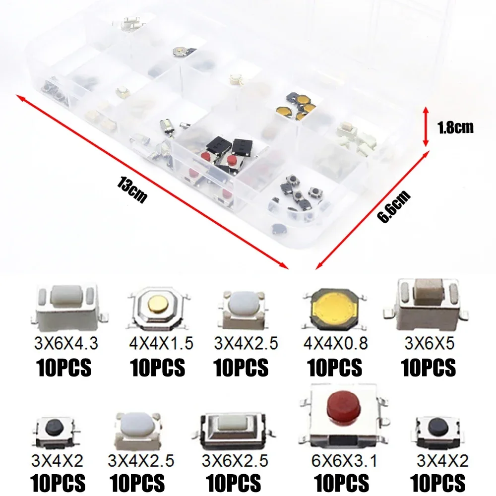Taktile Drucktastenschalter-Kits 10 Modelle Auto-Fernbedienung Tablet Micro Momentary Keys Button Touch
