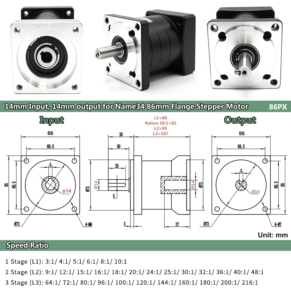 Nema 34 86mm Schrittmotor-Getriebe Planetengetriebe Bürstenloser – Bild 5
