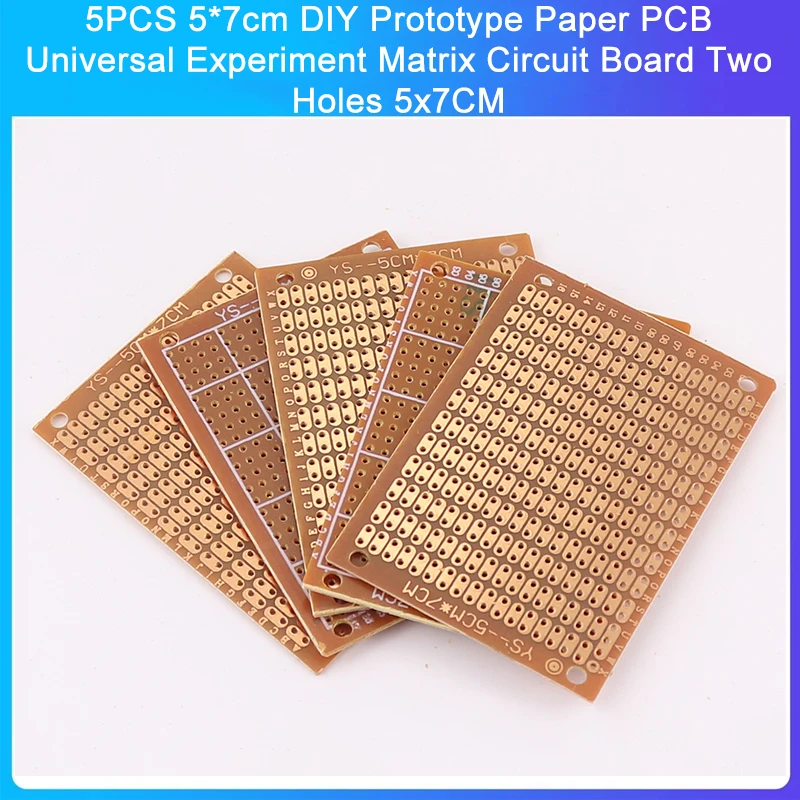 5*7cm DIY Prototyp Papier platine Universal Experiment Matrix Leiterplatte zwei Löcher 5x7cm (5 Stück)