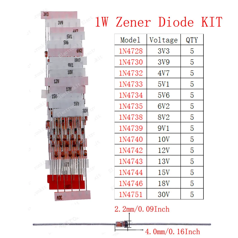 DIP SMD Zenerdiode, schnell schaltbare Schottky-Diode, sortiertes Kit 1N4148 1N4007 1N5819 FR107 FR207 1N5822