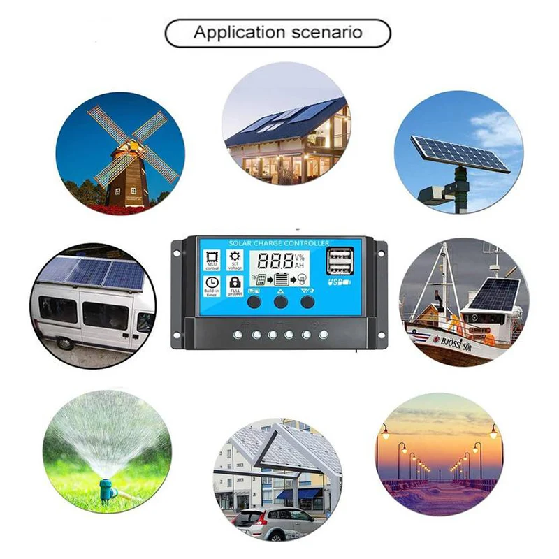 Solarladeregler 10 A bis 100 A LCD-Display Dual USB Auto Regulator – Bild 5