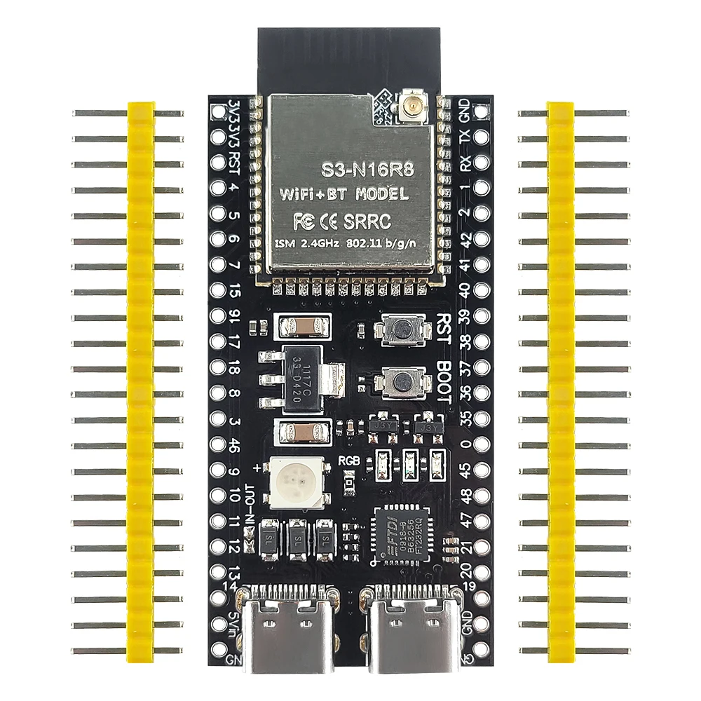 ESP32S3-Entwicklungsboard mit 2,4G WLAN-BT-Modul für AI IOT DIY ESP32-S3 N16R8 8M PSRAM MCU 44PIN Typ-C