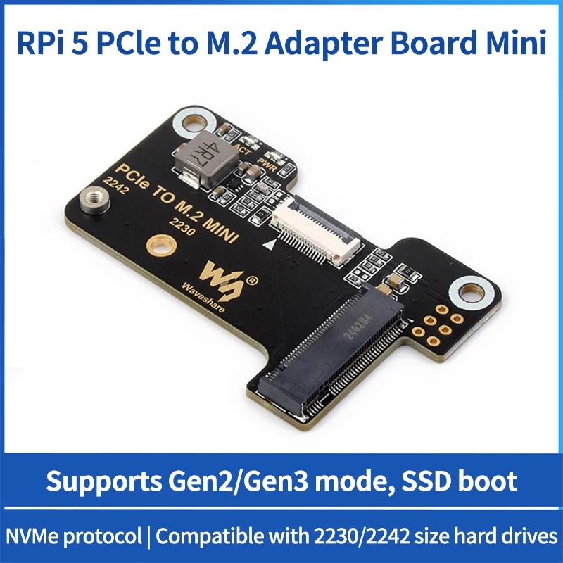 Raspberry Pi 5 PCIe auf M.2 Mini-Adapter unterstützt NVMe-Protokoll M.2 Solid State Drive NVMe HAT Active