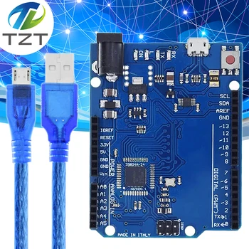 TZT 1/3PCS Atmega32u4 Leonardo R3 Mikrocontroller-Entwicklungsboard mit USB-Kabel, kompatibel mit TZTrduino