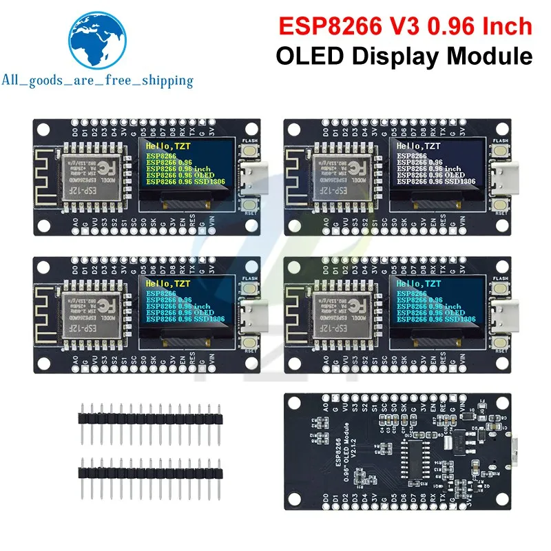 NodeMCU ESP8266 V3 Entwicklungsboard mit 0,96 Zoll OLED-Display CH340 ESP-12F WiFi-Modul TYPE-C USB