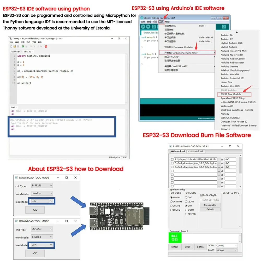 ESP32-S3 WLAN-BT-Modul Entwicklungsboard für Arduino IDE ESP32-S3 – Bild 5