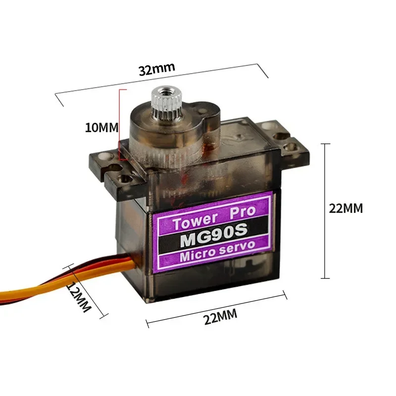 SG90/MG90S 9G Micro Digital Servo 180/360 Grad Starrflügel Getriebe – Bild 3