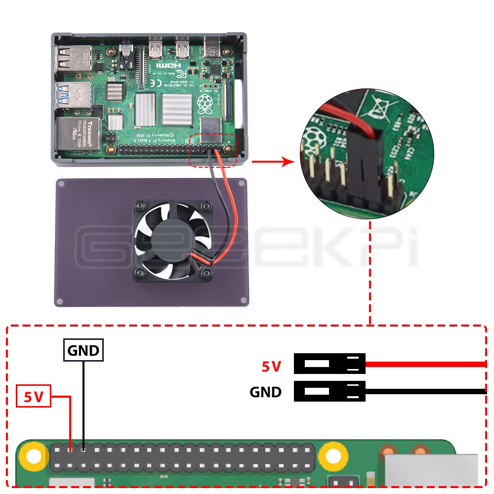 Das GeeekPi Raspberry Pi 4B-Gehäuse unterstützt PoE-Hut mit 5V-Lüfter – Bild 4