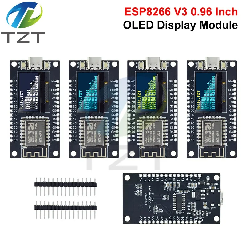 NodeMCU ESP8266 V3 Entwicklungsboard mit 0,96 Zoll OLED-Display CH340 ESP-12F WiFi-Modul TYPE-C USB