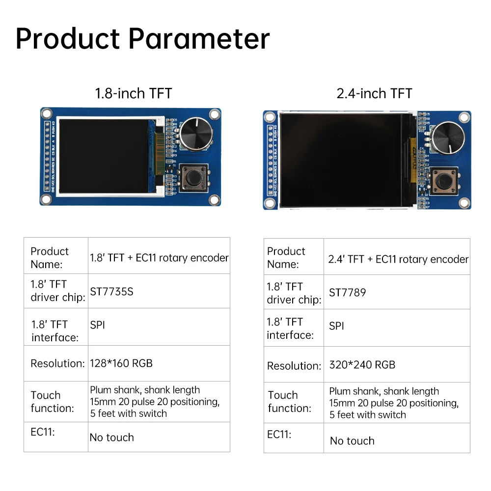 1,8/2,4 Zoll SPI TFT LCD-Modul mit EC11 Drehgeber ST7735/ST7789 – Bild 2