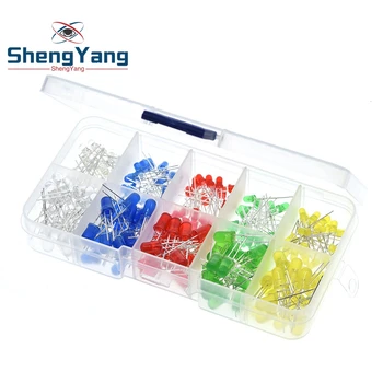 1 Box 200 Stück/Lot 3MM 5MM LED-Set mit Box, gemischte Farben Rot Grün Gelb Blau Weiß, Leuchtdioden-Sortiment