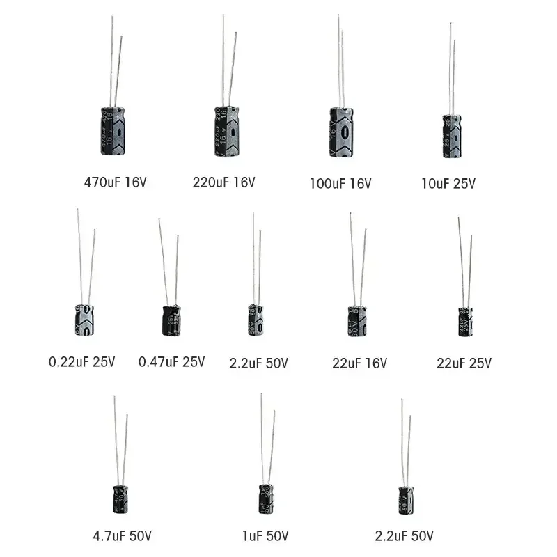 0,1UF-1000UF 24 Werte Aluminium-Elektrolyt-Kondensatoren (510 Stück) – Bild 2