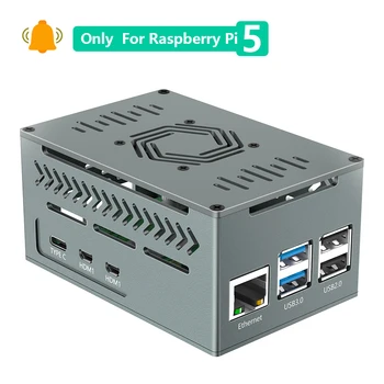 Raspberry Pi 5, Aluminiumgehäuse, unterstützt Raspberry Pi 5 Active Cooler, Metallgehäuse mit 4010-PWM-Lüfter