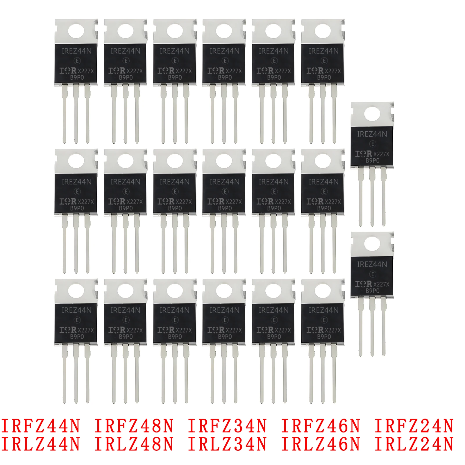 IRFZ44N IRFZ48N IRFZ46N IRFZ24N IRLZ44N IRLZ48N IRLZ34N IRLZ46N TO-220 N-Kanal Gleichrichter Power (10 Stück)