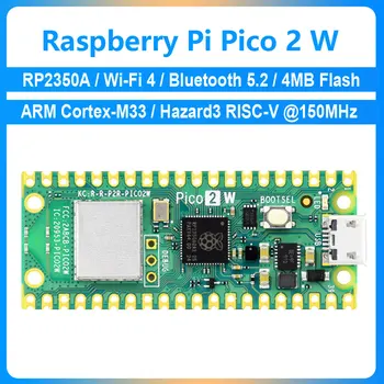 Raspberry Pi Pico 2 W RP2350A Chip mit WIFI4/BT5.2 4 MB FLASH 520 KB SRAM Dual-Core ARM Cortex-M33/Hazard3
