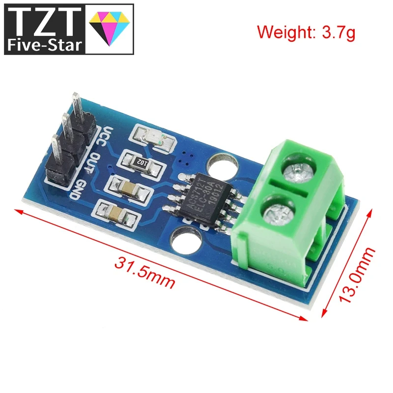 GREATZT 1/2/5PCS ACS712 5A 20A 30A Range Hall Strom Sensor Modul – Bild 2