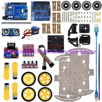 Elektronisches Smart Car Kit 4WD Smart Robot Car Chassis Kits Auto mit Geschwindigkeitsencoder