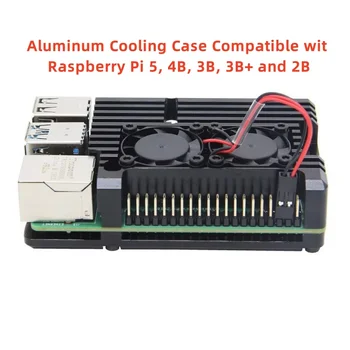 Aluminium-Kühlgehäuse mit zwei Lüftern für Raspberry Pi 5, RPi 4B, RPi 3B/3B+ und RPi 2B, Raspberry Pi Kühlkit