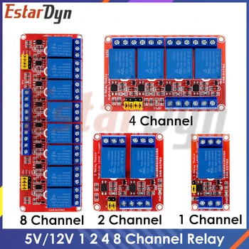1 2 4 8 Kanal 5V/12V Relaismodul-Platine mit Optokoppler, unterstützt High- und Low-Level-Trigger