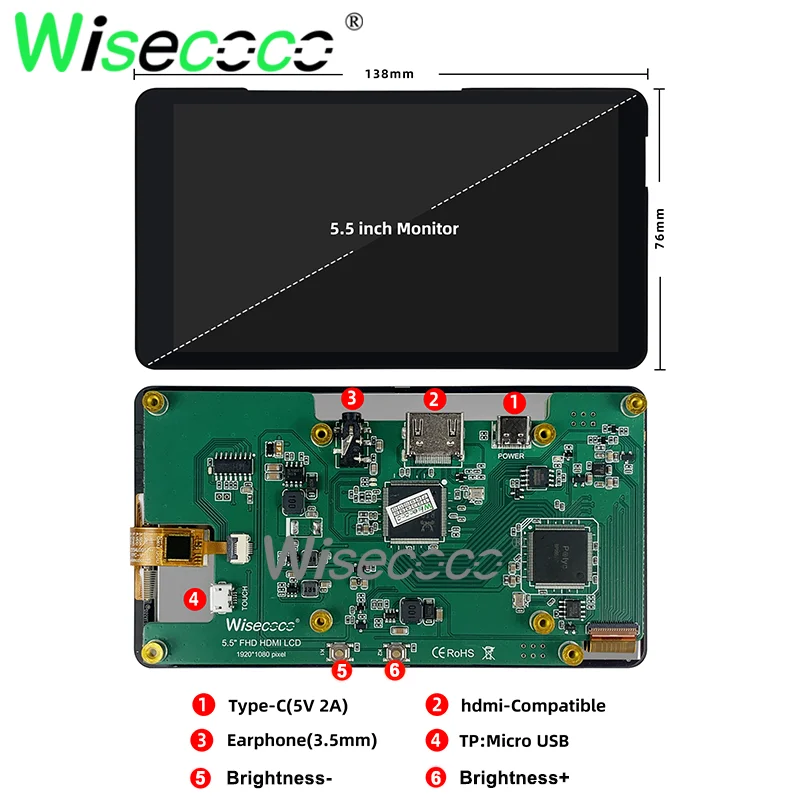 Raspberry Pi Touchscreen 5,5 Zoll 1920x1080 ips Raspberry Pi Monitor – Bild 4