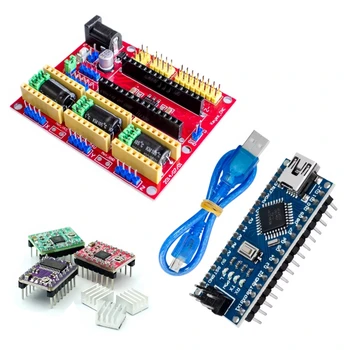 CNC Shield V4 Graviermaschine 3D-Drucker + Nano 3.0 mit USB-Kabel + 3 Stück A4988 / DRV8825 Reprap