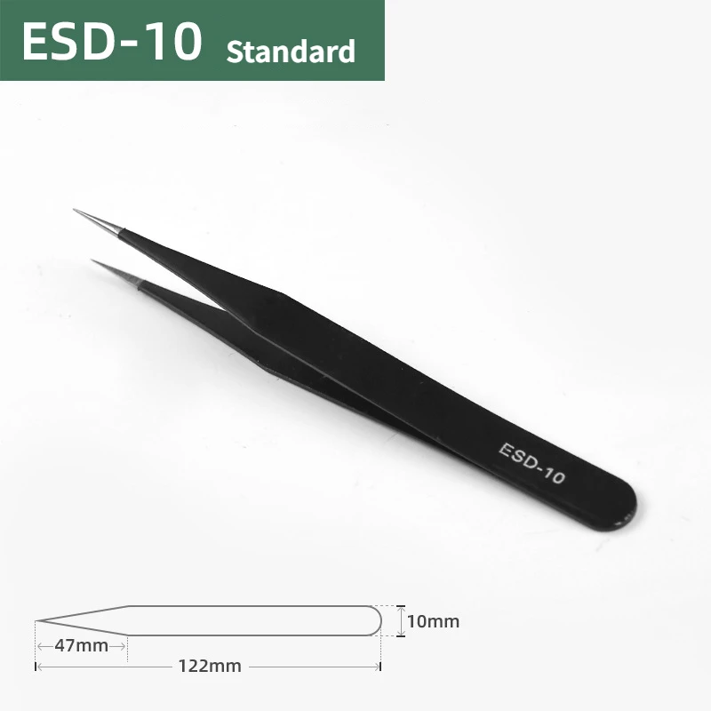 Anti-Statische ESD Pinzette Set Anti-Magnetische Anti-Säure Edelstahl Pinzette Kits Labor Arbeit Schwarz