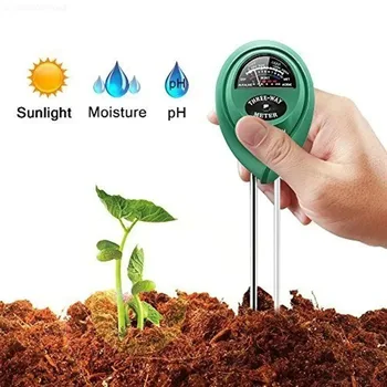3-in-1 Boden-pH-Messgerät, Sonnenlichttester, Feuchtigkeitssensor für Gartenblumen, Bodenfeuchtigkeitssensor
