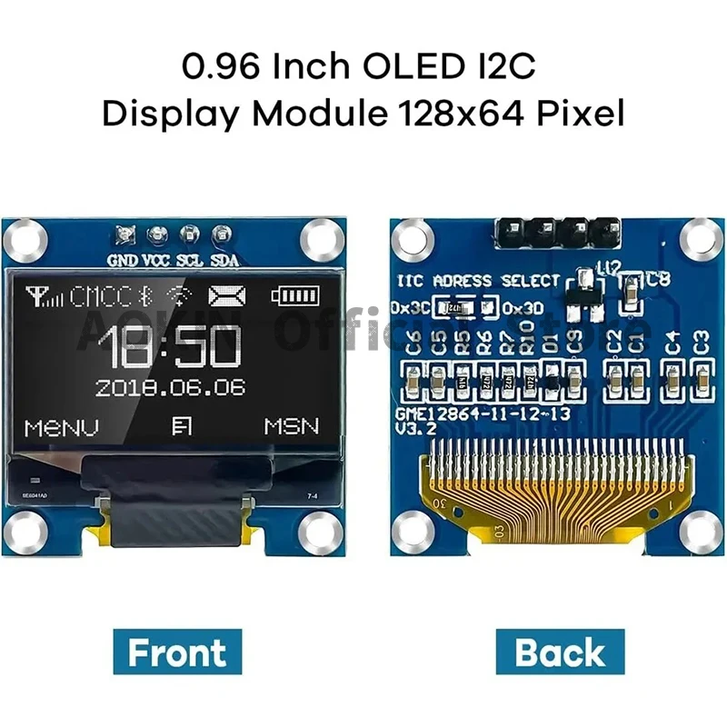 0,96 Zoll OLED-Display-Modul SSD1306 I2C IIC SPI Seriell 128 x 64 3,3 – Bild 3