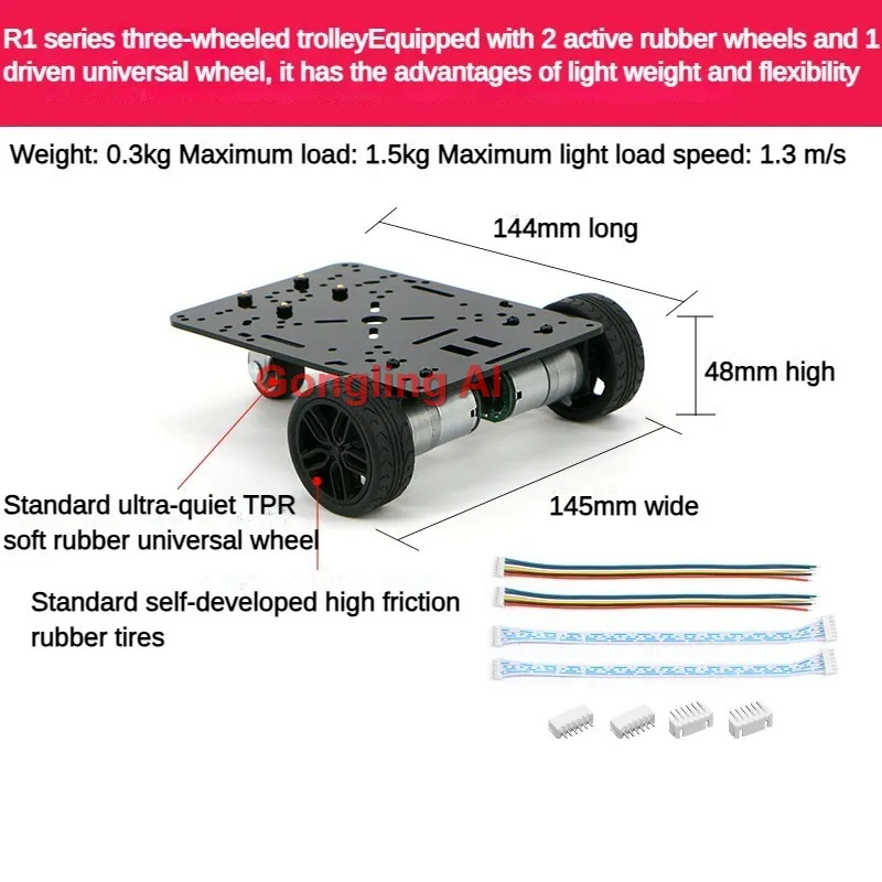 2WD 3WD 4WD Alle Arten von Fahrzeugchassis 310 Encoder-Motor Gummi-Lenkrolle 2 Dof Rotierendes Gimbal