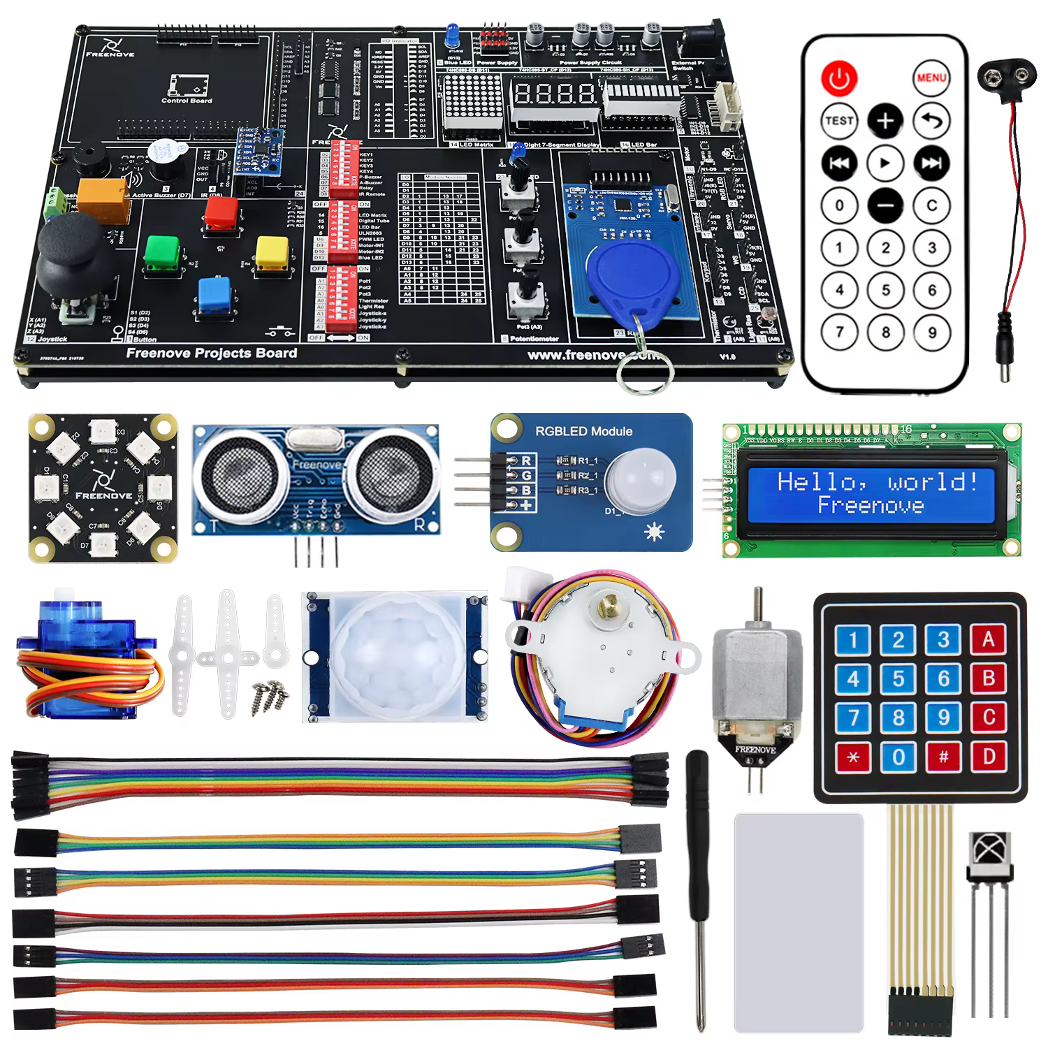 Freenove-Projektset für Arduino UNO R3 V4, detailliertes Tutorial mit 23 Seiten, 46 Projekte, kein Löten